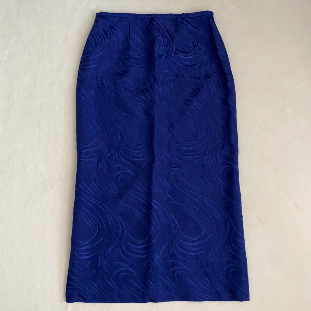 {VTG} John Meyer of Norwich | Metallic Jacquard Jacket Skirt Set Royal Blue (8) - Picture 13 of 16